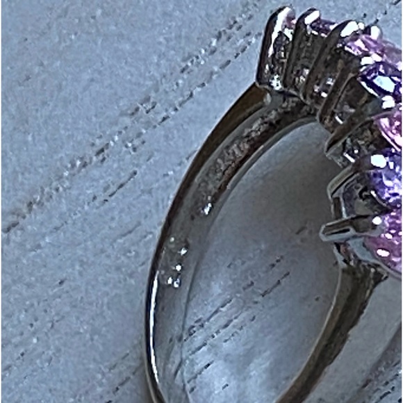 925 Sterling Silver pink & purple AMETHYST GEMSTONE RING 10 stone - Picture 9 of 11